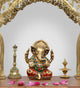 Brass Lord Ganesha Idol Ganesh Statue Sculpture for Home Decor Office Mandir Pooja Decorative Showpiece (Height 7 Inch)