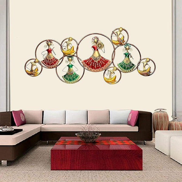 Metal Wall Decor Wall Mounted Nine Circle Doll with LED Light Width 56 Inches Height 25 Inches Depth 3 Inches Metal