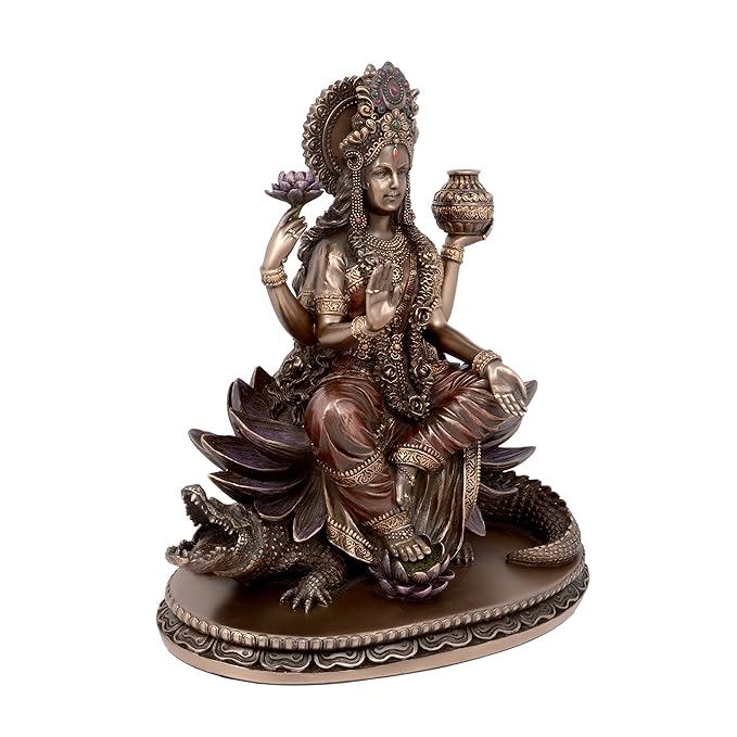 Bonded Bronze Maa Ganga ma on Crocodile, Height : 8 inches Craft Detail