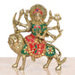 Brass Durga Maa with Lion Idol Hindu Goddess Sherawali MATA Murti MATA Rani Statue Figurine Home Temple (Height: 7 Inch)