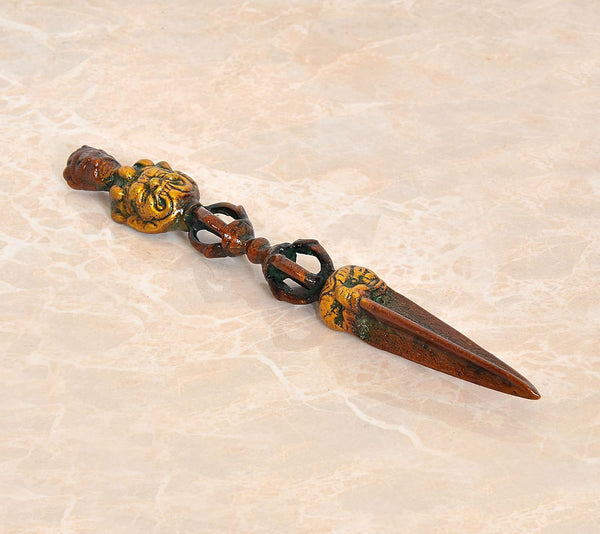 Brass Tibetan Handmade Dorje Vajra Furba Phurpa Dagger Adjustable Pendants (Height: 8 inch) (Multicolor)