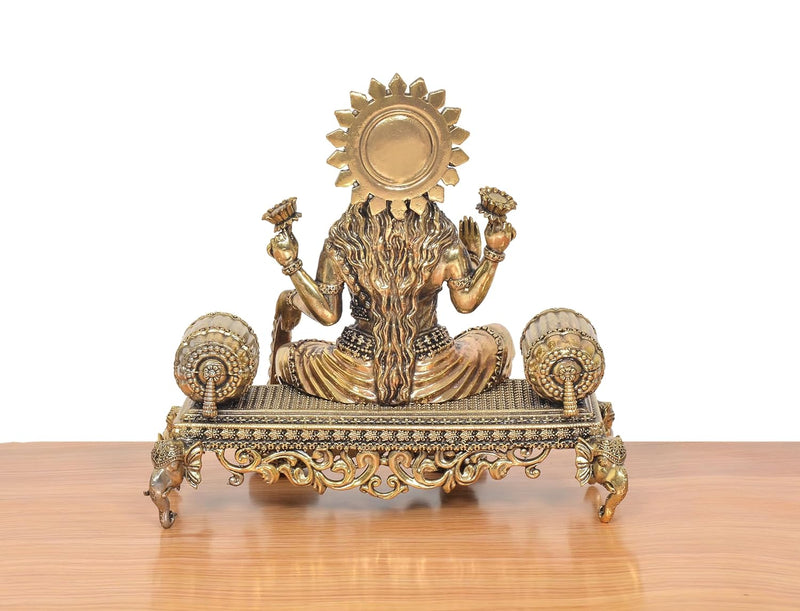 Bronze Lakshmi Maa with Singhasan Idol (Height: 8 inch)