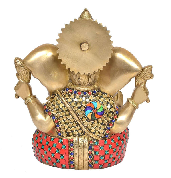 Brass Lord Ganesha Idol (Height 11 Inch) Study Setting