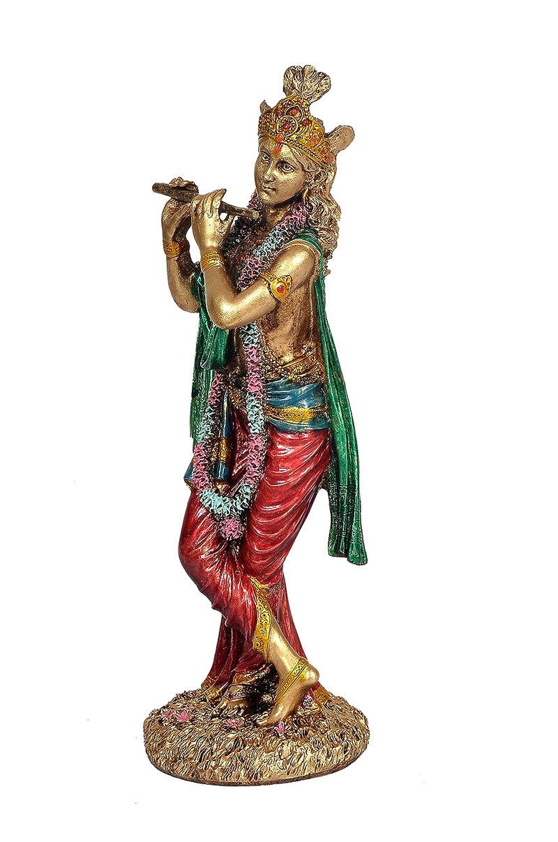 Krishna Playing Flute in Resin for Home Office | Height 10 Inch