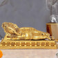 Brass Relaxing Ganesha Statue for Home Decor Mandir Pooja Showpiece Statue (Height 3.5 Inch)