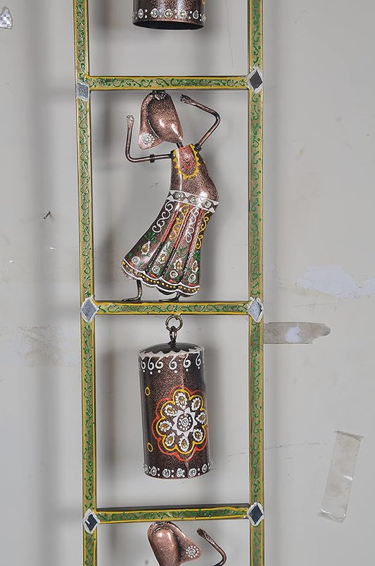 Metal Dancing Lady Decorative Vertical Wall Hanging Frame Wall Decor Decorative Showpiece Multicolour Height 39 Inches