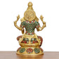 Brass Lakshmi Idol Laxmi Goddess Lakshmi Sitting Statue for The Puja Temple at Home Decor Office (Height: 8 Inch)