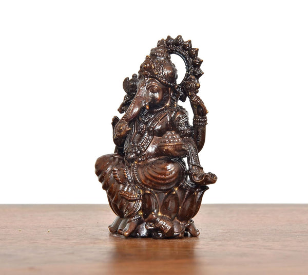 Superfine Brass Lord Ganesha Idol (Height: 2.5 Inch) Study Setting
