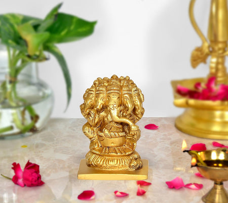 Brass Panchmukhi Ganesha Idol (Weight : 35 g)