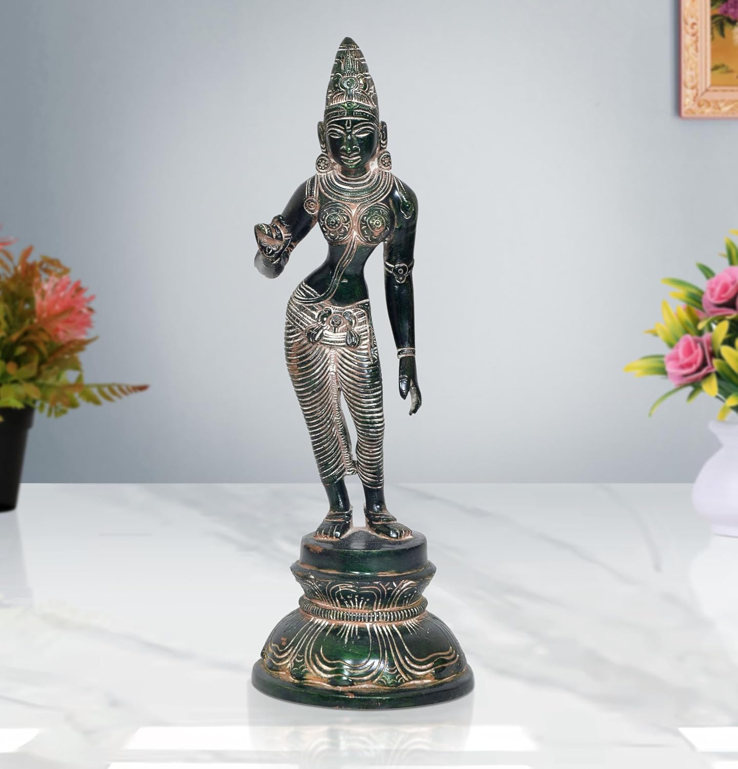 Brass Devi Uma Parvati Statue Hindu Goddess Parvati Idol for Home Temple Spiritual Decor and Religious Gifts (Height: 12 Inch) (Multicolor 1)