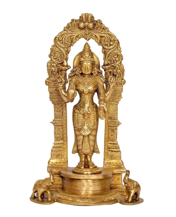 Brass Lakshmi Laxmi Statue Standing Idol Murti for Home Temple Office Mandir, (Height: 9.5 Inch) Entryway Setting