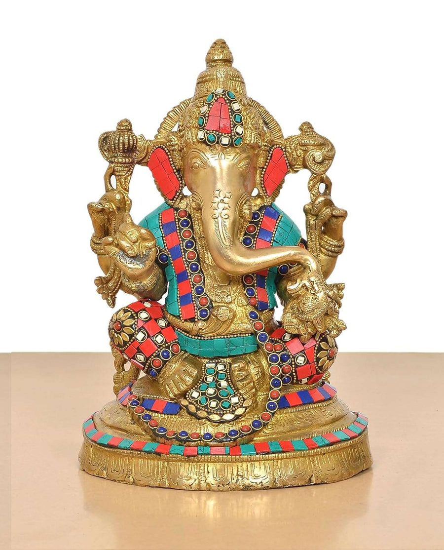Brass Lord Ganesha Idol (Height 11 Inch) Craft Detail