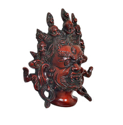 Messing-Wandbehang Nazar-Battu Mahakala, Seitenansicht mit maskenartigem Gesicht
