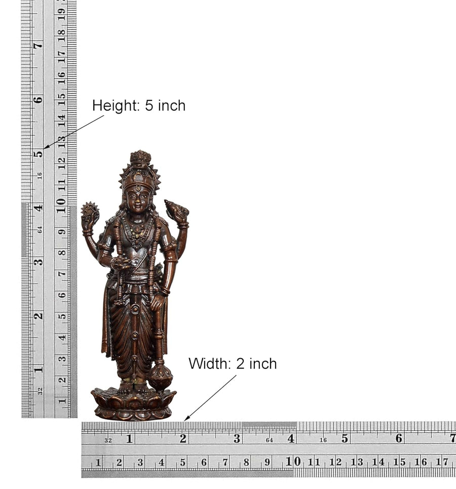 Superfine Brass Lord Vishnu Idol  (Height 5 Inch) Craft Detail