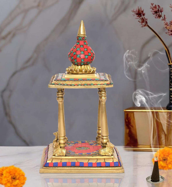 Brass Pooja Mandir (Height 13 Inch) (Multicolor)