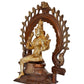 Brass Lakshmi Idol Laxmi Goddess Lakshmi Sitting with Prabhavali Laxmi Statue for Puja Temple at Home Decor Office (Height: 10 Inch)