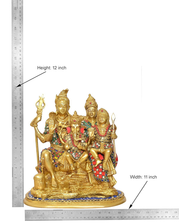 Brass Shiv Parivar Idol (Height 12 Inch) Entryway Setting