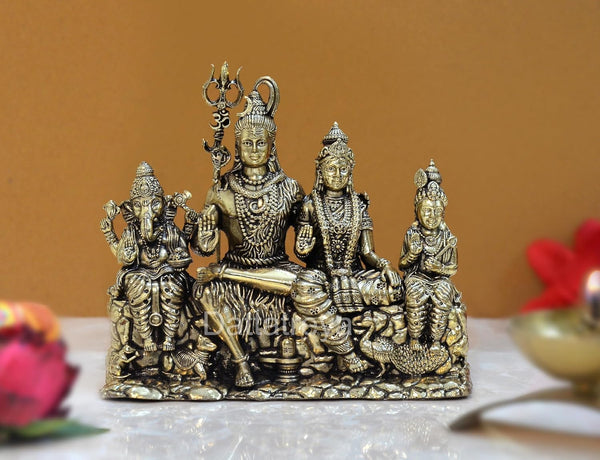 Superfine Brass Shiv Parivar Shiva Family Idol Family for Home Decor Mandir Pooja Showpiece (Height 4.5 Inch)