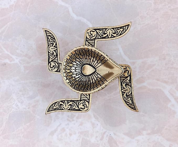 Brass Swastik Diya Oil Lamp with Satya Diya Akhand Diya,for Pooja, Mandir, Festival Tealight Holder for Diwali Decoration Height: 4 inch Entryway Setting