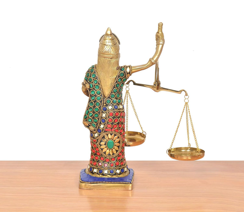 Brass Lady Justice with Scales Nyay Murti (Height: 8.5 inch) (Multicolor)