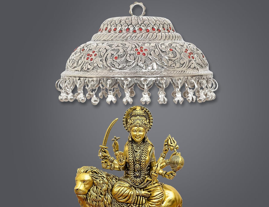 Metal Silver Carved Chattar (Height : 3.5 Inch) Craft Detail