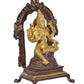 Brass Lakshmi Idol Laxmi Goddess Lakshmi Sitting Statue for Puja Temple at Home Decor Office (Height: 8 Inch)