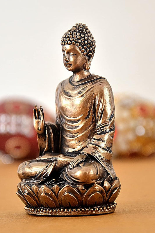 Resin Lord Buddha Idol Statue Sculpture Decorative Showpiece Gift Item Multicolour Height 3 Inches