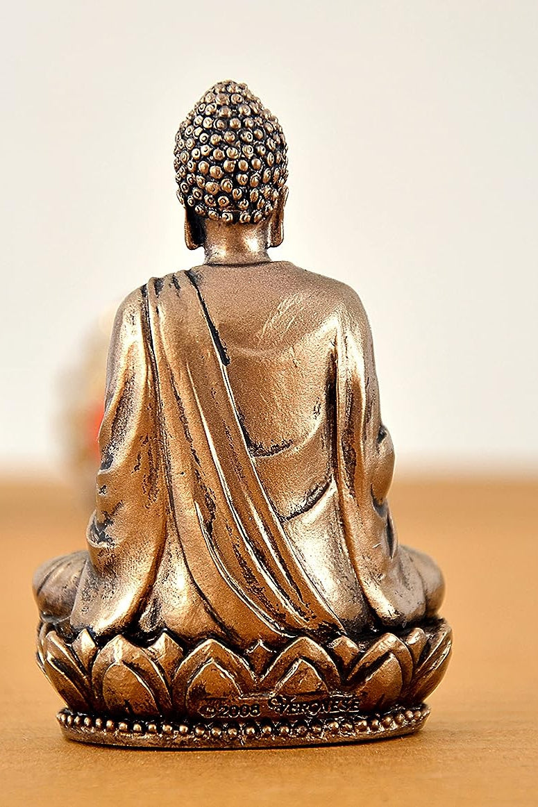 Resin Lord Buddha Idol Statue Sculpture Decorative Showpiece Gift Item Multicolour Height 3 Inches