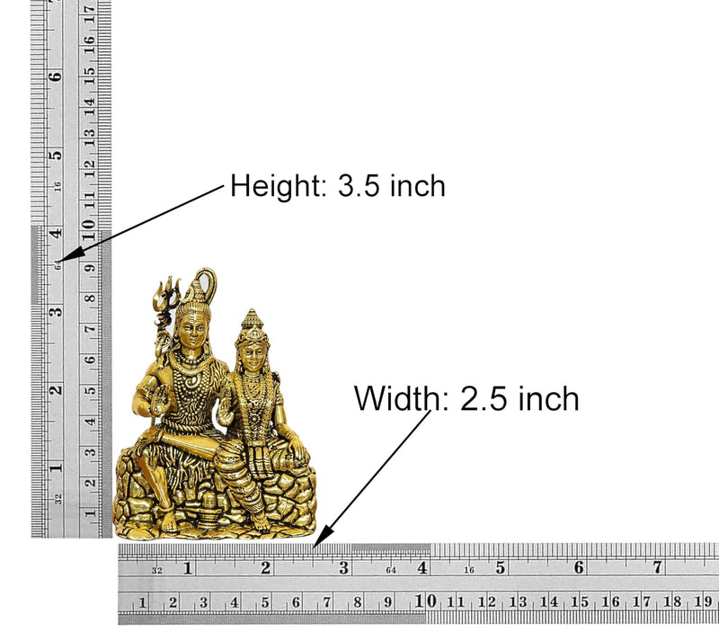 Bronze Shiva and Parvati Maa idol Golden (Height 3.5 Inch)