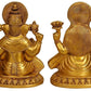 Brass Sitting Ganesha Ganesh Laxmi Lakshmi Idol Statue Murti for Diwali Pooja, Height : 8 inch