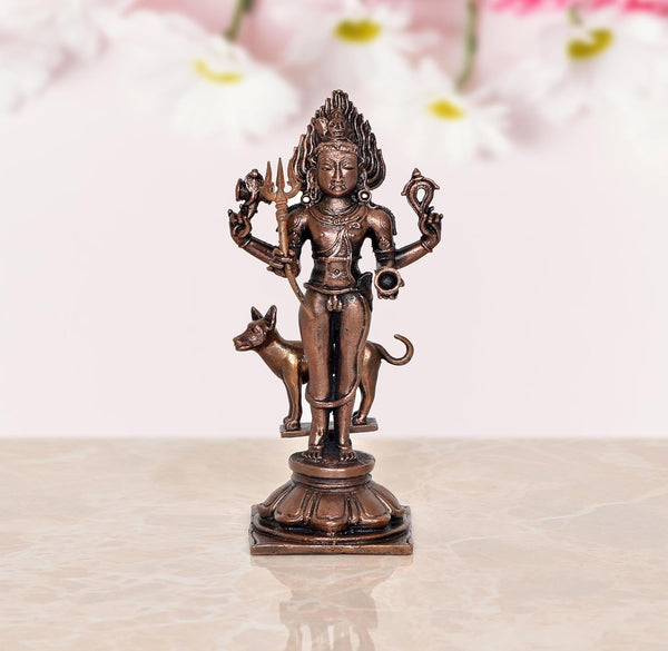 Copper Lord Shree Kal Bhairav Idol (Height 5.5 Inch)