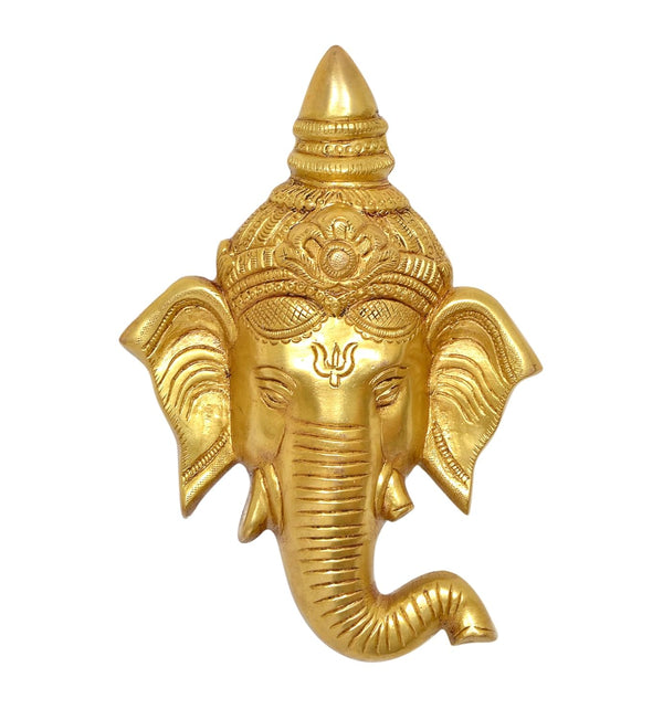 Brass Ganesha Wall Hanging for Home Decor Diwali Gifts,Diwali, for Pooja,Temple Decor Golden Color (Height 7 Inch)