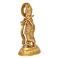 Brass Lord Krishna Idol Figurine Sculpture Playing Flute Statue, for Home Decor Mandir Pooja Decorative Showpiece, (Height 8 Inch)