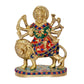 Brass Durga Maa with Lion Idol Hindu Goddess Sherawali MATA Murti MATA Rani Statue Figurine Home Temple (Height: 6 Inch)