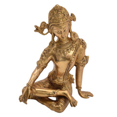 Premium Brass Idol of Lord Indra Dev – Traditional Hindu Deity Statue (Height: 9.5 Inches)