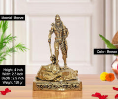 Brass Bhagawan Parashurama statue in bronze finish, 4 inch tall, on inscribed base