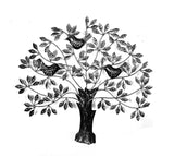 Iron wall hanging tree with black birds and dark metal leaf branches