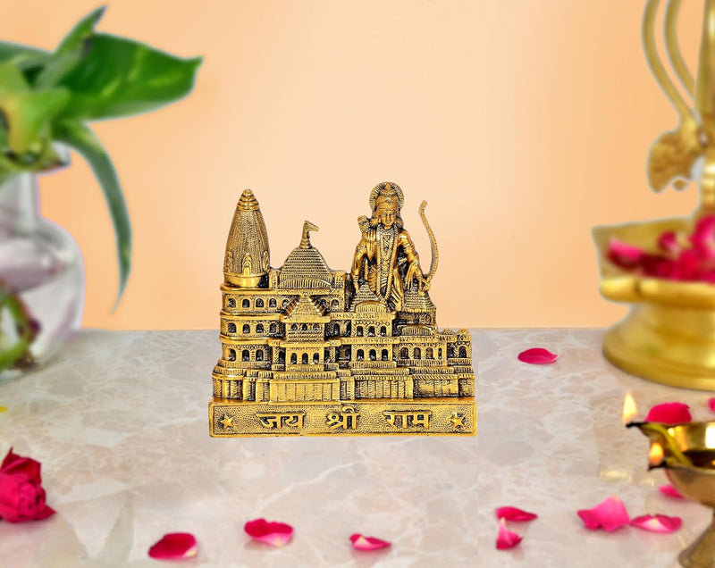 Brass Ram Mandir Architectural Model in Metal Shri Ram Birth Place, Height : 22 cm (Gold colour)