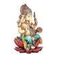 PolyResin Ganesha Statue Idol Murti On Lotus for Temple Home Decor | Height : 7 inches (Orange)