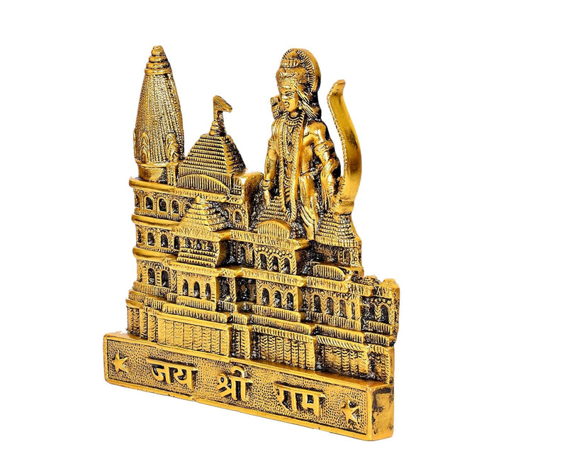 Brass Ram Mandir Architectural Model in Metal Shri Ram Birth Place, Height : 22 cm (Gold colour)