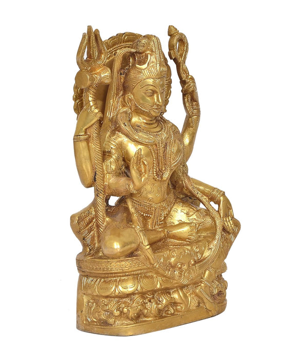 Brass Shiva and Parvati Ardhanrishvara Murti Religious Statue for Home Temple Decor (Height :10 inch) Study Setting