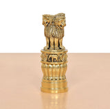 Bronze-toned Ashoka Stambh with lion figures on top and fluted base sections.