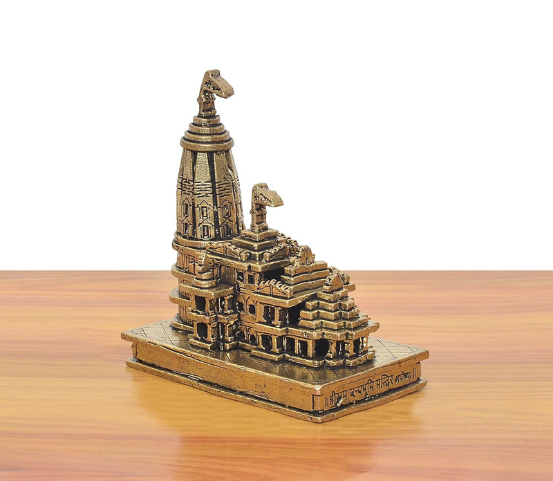 Bronze Ram Mandir Architectural Model in Metal (Height: 4 Inches)