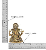 Brass Lord Ganesha idol with size labels: 3.5 inch height, 2.5 inch width