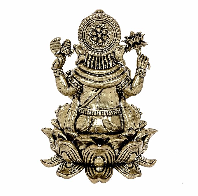 Fine Bronze Lord Ganesha Ganpati Idol Vinayak Religious Statue Murti (Height: 3 Inch)