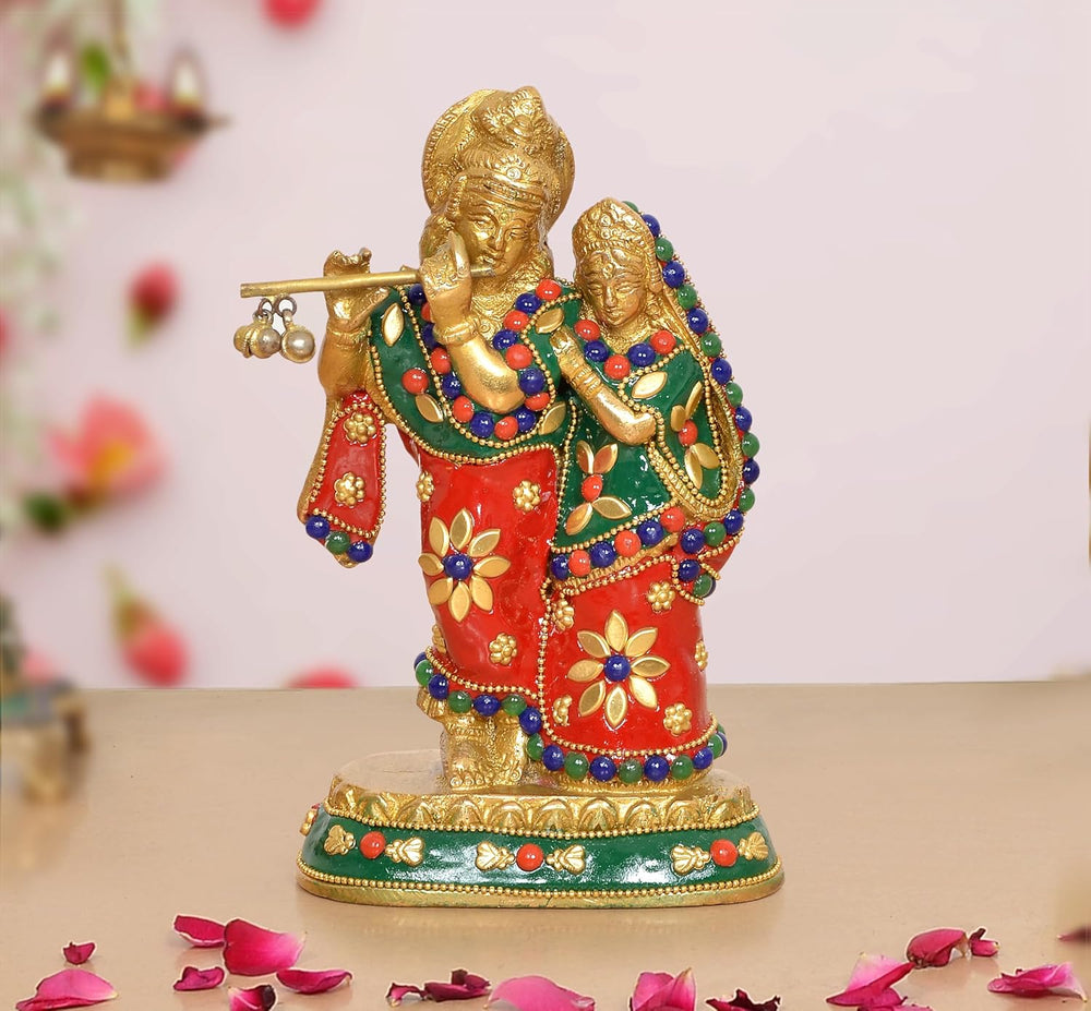 Brass Radha Krishna Idol (Height 6 Inch)