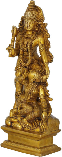 Brass Kamadeva & Rati Statue | Traditional Hindu Deity Sculpture | Natural Brass Finish (Height: 13.5 Inches)