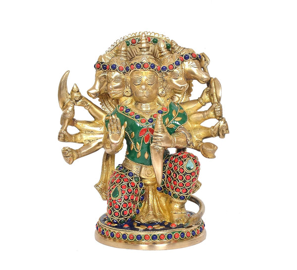 Brass Panchmukhi Hanuman Idol (Height :9 Inches) Study Setting