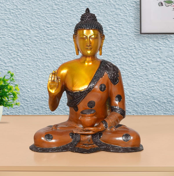 Brass Abhaya Mudra Buddha Idol (Height 24 Inch)