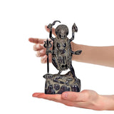 Brass Maa Kali idol statue held in hand; 8 inch size comparison